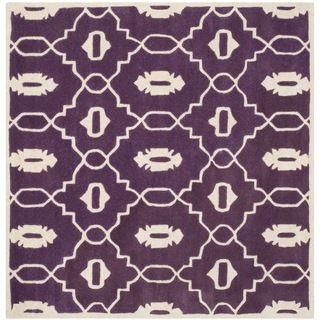 Safavieh Handmade Contemporary Moroccan Chatham Purple/ Ivory Wool Rug (5 Square)