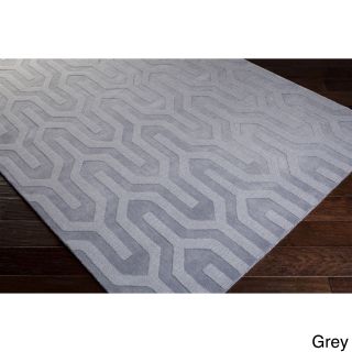 Hand Loomed Daix Solid Tone on tone Geometric Wool Area Rug (2 X 3)