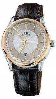 Oris Men's 733 7591 6351LS Artelier Date Silver and Grey Guilloche Dial Watch Oris Watches