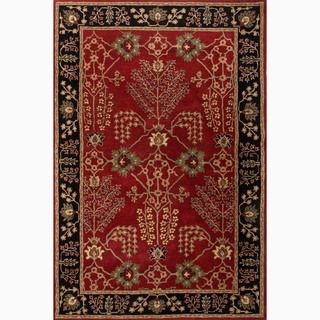 Handmade Arts And Craft Pattern Red/ Black Wool Rug (2 X 3)