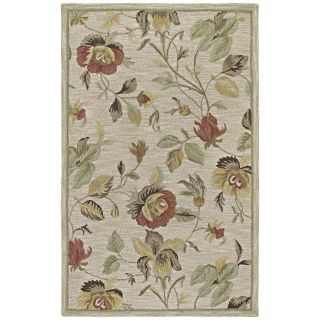 Hand tufted Lawrence Oatmeal Floral Wool Rug (96 X 130)