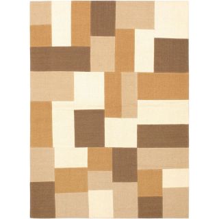 Hand Woven Mosaico Cream/ Light Brown Wool Rug (47 X 67)