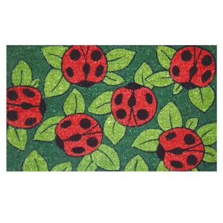 Ladybugs Green Coir Vinyl Backing Doormat (15 X 25)