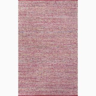 Hand made Pink/ Ivory Wool/ Art Silk Reversible Rug (2x3)