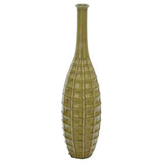 Crackled Green Vase With Glossy Finish