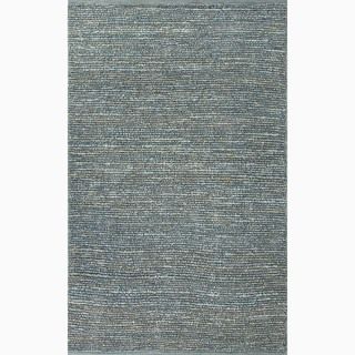 Hand made Solid Pattern Blue Jute Rug (5x8)