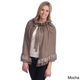 365 Apparel Inc Womens Ruffled Tie wrap Cape (one Size) Brown Size Small