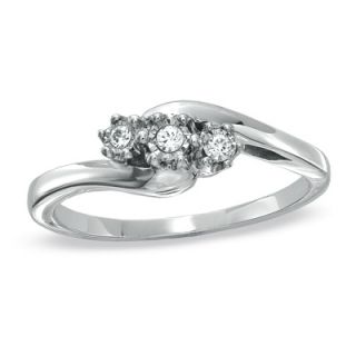Diamond Accent Three Stone Bypass Ring in Sterling Silver   Zales