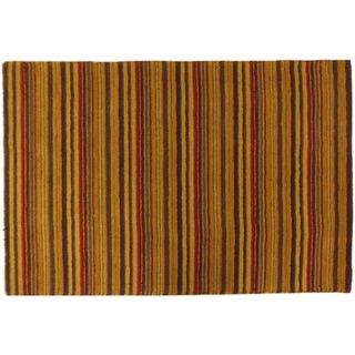Orient Originals, Inc. Celebration Wool Striped Chocolate Multi Area Rug (8 X 10) Brown Size 8 x 10