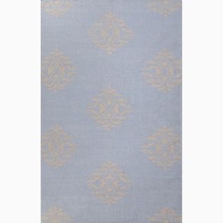 Hand made Tribal Pattern Blue/ Gray Wool Rug (2x3)