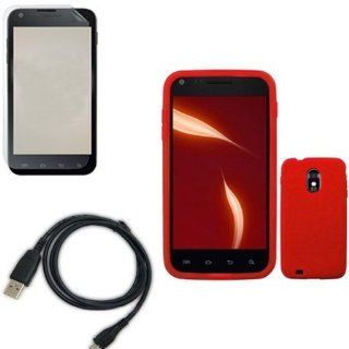 iFase Brand Samsung Epic Touch 4G D710 Combo Solid Red Silicone Skin Case Faceplate Cover + LCD Screen Protector + USB Data Charge Sync Cable for Samsung Epic Touch 4G D710 Cell Phones & Accessories