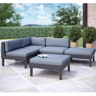 Corliving Corliving Oakland 5 piece Sectional With Chaise Lounge Patio Set Black Size 5 Piece Sets