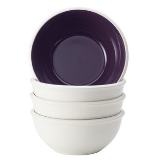 Rachael Ray Dinnerware Rise 4 piece Stoneware Cereal Bowl Set, Purple