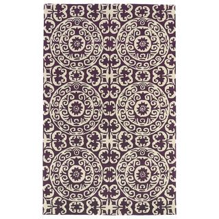 Hand tufted Runway Suzani Purple/ Ivory Wool Rug (3 X 5)