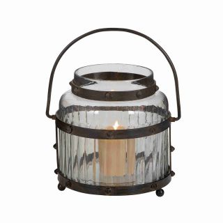 Glass Lantern With Metal Handle