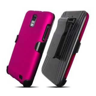 Samsung i727 SkyRocket Rose Pink Cover Case + KickStand Belt Clip Holster + Naked Shield Screen Protector Cell Phones & Accessories