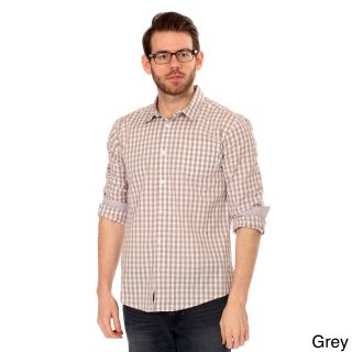 Filthy Etiquette Filthy Etiquette Mens Slim Fit Gingham Plaid And Chambray Shirt Grey Size S