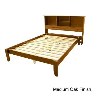 Epicfurnishings Scandinavia Full size Solid Wood Tapered Leg Platform Bed With Bookcase Headboard Beige Size Full