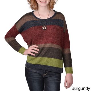 Journee Collection Juniors Round neckline Striped Knit Sweater