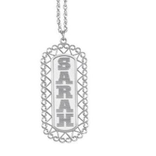 Personalized Ladies Dog Tag Pendant in Sterling Silver (8 Characters