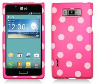 [SUGARPHONE] HOT PINK/WHITE Polka Dots Hard Plastic Protector Cover Case For LG VENICE/SPLENDOR LS730/US730 (Boost Mobile/Sprint/US Cellular) Cell Phones & Accessories