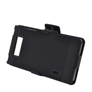 For LG Splendor US730 Snapshot Venice Hard Case + Holster Belt Clip Stand Black 