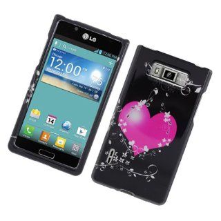 LG Splendor US730 Black Pink Heart Glossy Cover Case Cell Phones & Accessories