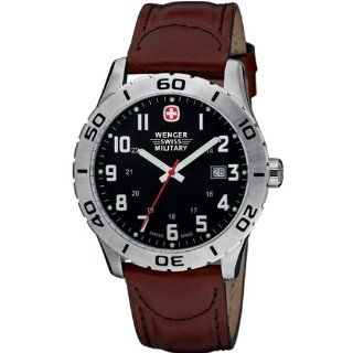 Wenger 741.203 Swiss Military Brown Leather Band Black Dial Date Men's Watch at  Men's Watch store.