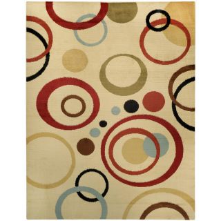 Multicolored Circles Ivory Contemporary Rug (53 X 611)