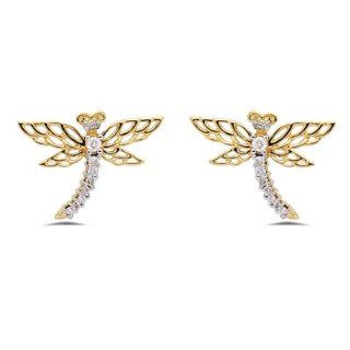 0.30 Cts Diamond Butterfly Earrings in 14K Gold Stud Earrings Jewelry