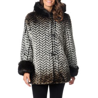Nuage Nuage Womens Furry Zig Zag Weave Short Coat Grey Size L (12  14)