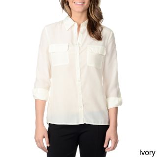 Thesis Thesis Womens Button Front Shirt Ivory Size S (4  6)