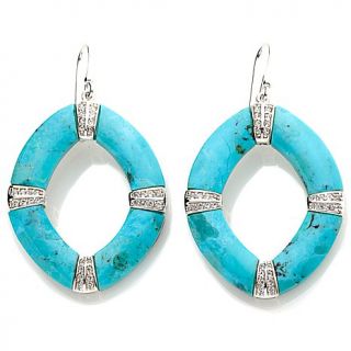 Sally C Treasures Turquoise and White Topaz Sterling Silver Drop Earrings