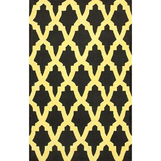 Nuloom Hand hooked Black/ Yellow Wool blend Rug (5 X 8)