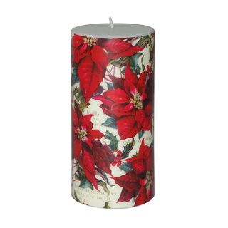 3 X 6 inch Christmas Poinsettia Pillar Candles (set Of 4)