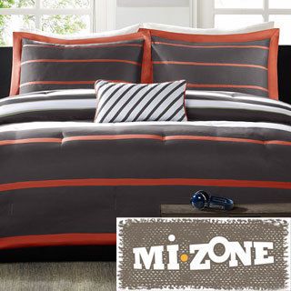Mi Zone Mizone Jonah Striped 4 piece Comforter Set Grey Size Full  Queen