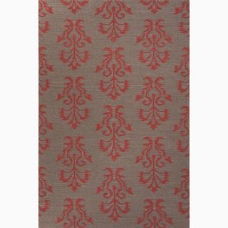 Handmade Tribal Pattern Gray/ Red Wool Rug (5 X 8)