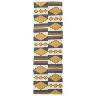 Flatweave Tribeca Mustard Wool Runner Rug (26 X 8)