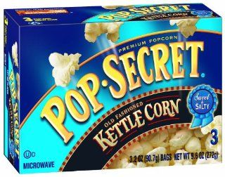 Pop Secret Kettle Flavor, Microwavable Popcorn, 3 Count, 9.6 Ounce Box (Pack of 6)  Popcorn Kernels  Grocery & Gourmet Food