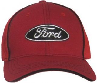 Ford Logo Fitted FLEXFIT Fine Embroidered Hat Cap, Red Clothing