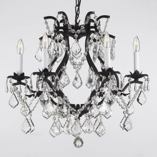 Versailles Wrought Iron And Crystal 6 light Chandelier