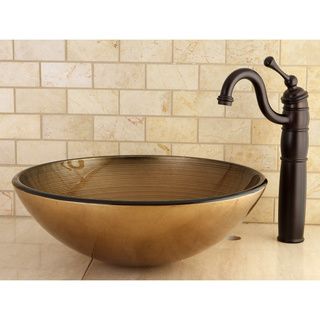 Antique Gold Tempered Glass Vessel Bathroom Sink