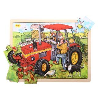 Bigjigs Toys BJ744 Tray Puzzle Tractor Toys & Games