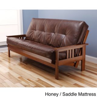 Kodiak Furniture Bonded Leather Beli Mont Multi flex Futon Frame/ Innerspring Mattress Brown Size Full