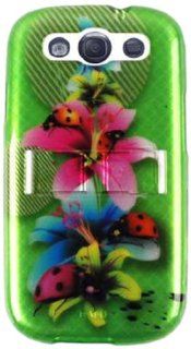 Cell Armor I747 PC JELLY 03 WF2321 S Samsung Galaxy S III I747 Hybrid Fit On Case   Retail Packaging   Flowers with Ladybugs on Green Cell Phones & Accessories
