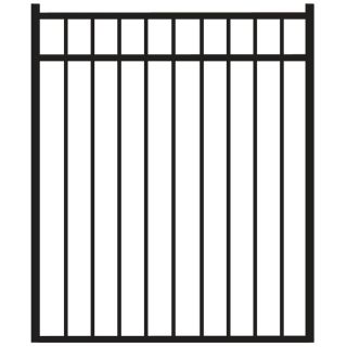 FREEDOM Black Aluminum Fence Gate (Common 54 in x 48 in; Actual 56.50 in x 48 in)
