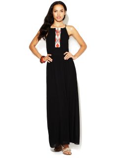 Embroidered Column Maxi Dress by Elorie