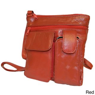 Hollywood Tag Pebbled Leather Double Pocket Messenger Bag
