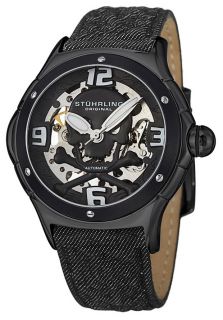 Stuhrling Original 524.335OB1  Watches,MenS Black Dial Black Leather, Casual Stuhrling Original Automatic Watches