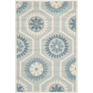 Safavieh Handmade Moroccan Cambridge Blue/ Ivory Wool Rug With High/ Low Construction (5 X 8)